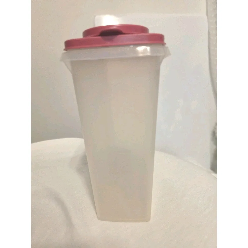 Vintage Tupperware 469-15  Clear Storage Container w/471-4 Flip Lid In Rose